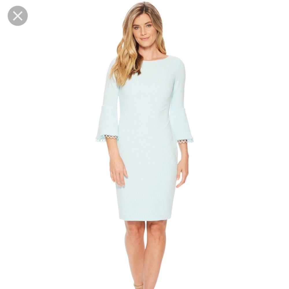 Calvin Klein Sz 6 Sea Mist Bell Sleeve Dress